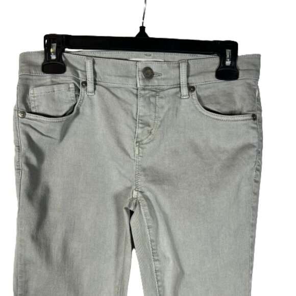 Loft‎ Womens Jeans Modern Skinny Crop Raw Hem Stretch Light Sage Green Size 25 - Picture 2 of 9